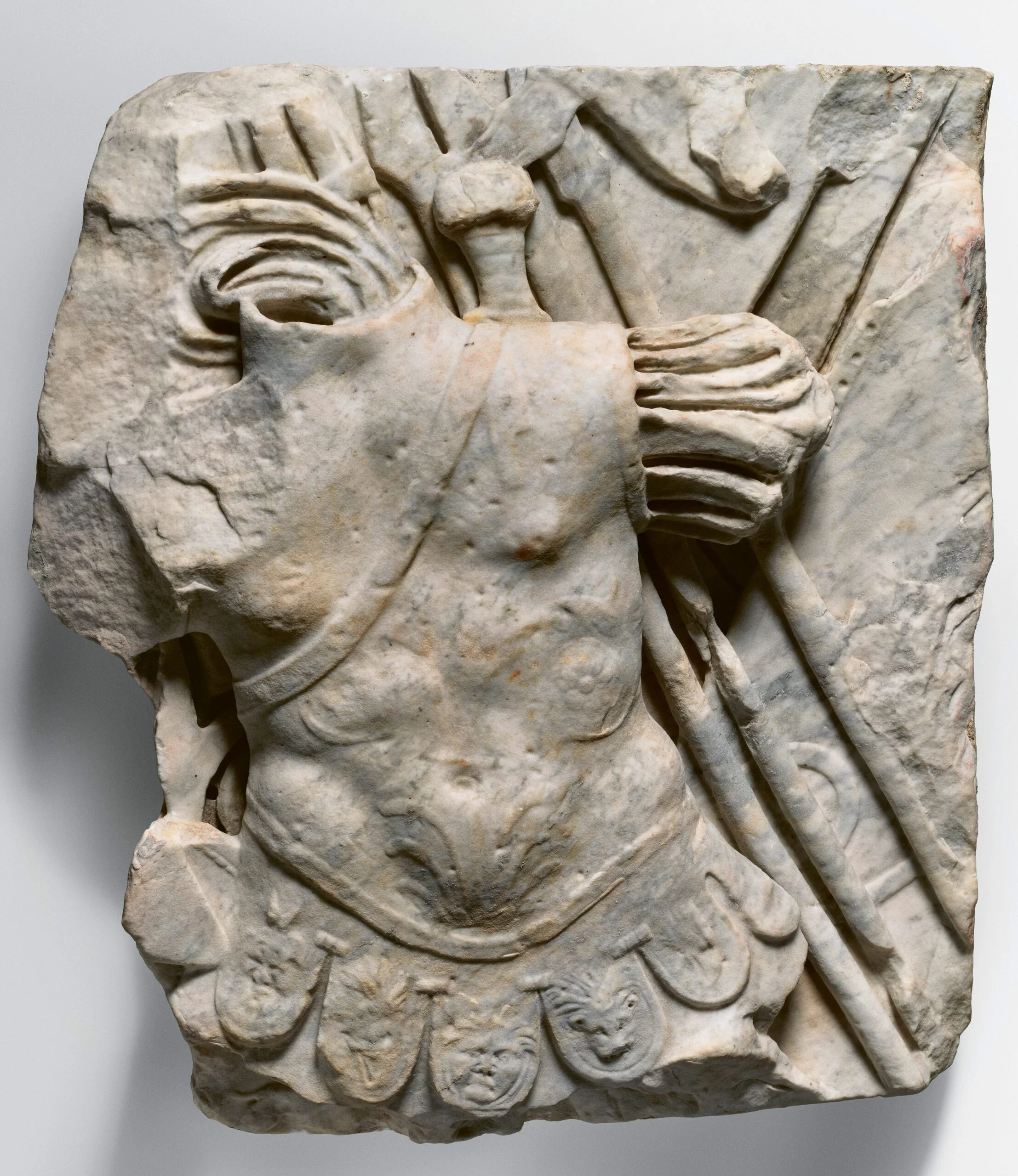 Marble trophy relief fragment Roman